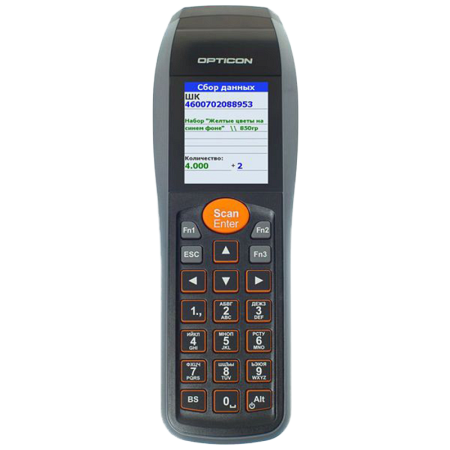 Терминал сбора данных Opticon SMART (1D, русская клавиатура, ПО MobileLogistics с Basic DOS, АКБ, блок питания, USB кабель)	